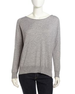 Wool Knit Pullover Sweatshirt, Heather Gray