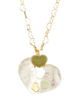 Heart Mother of Pearl & Aventurine Drop Necklace