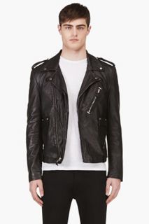 Blk Dnm Black Studded And Quilted Leather Biker Jacket