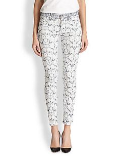 7 For All Mankind Tailor Floral Jacquard Skinny Ankle Jeans   Dutch Jacquard