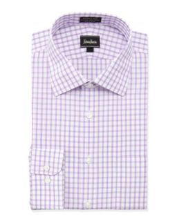 Non Iron Classic Fit Windowpane Check Dress Shirt, Purple