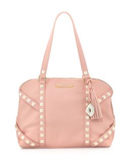 Iridescent Studded Dome Satchel Bag, Blush