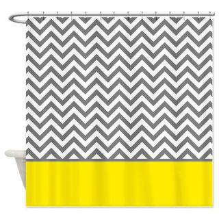  Gray Chevron Pattern Yellow Stripe Shower Curtain  Use code FREECART at Checkout