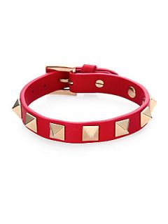 Valentino Rockstud Small Leather Bracelet   Red