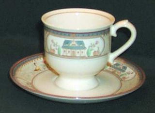 Mikasa Country Lane Footed Cup & Saucer Set, Fine China Dinnerware   Provincial,