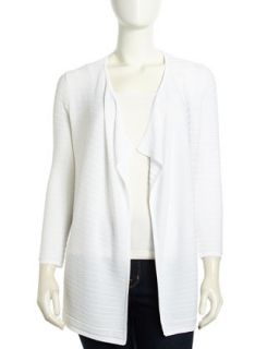 Ribbed Open Front Cardigan, White
