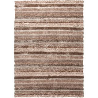 Hand woven Shags Abstract Pattern Brown Rug (8 X 10)