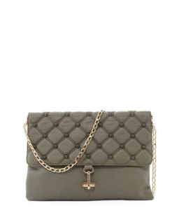 Empress Stud Quilted Faux Leather Clutch, Dove