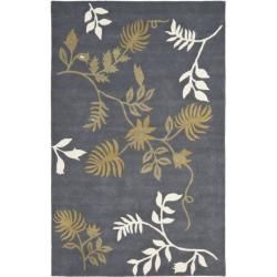 Handmade Soho Twigs Dark Grey New Zealand Wool Rug (5x 8)