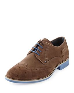 Social Gathering Perforated Suede Wingtip, Taupe/Blue