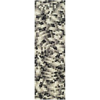 Handmade Soho Mosaic Black New Zealand Wool Runner (26 X 8)