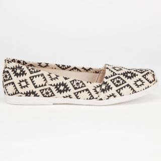 Tribal Print Womens Slip On Shoes Natural/Black In Sizes 8.5, 10, 7.5, 6,