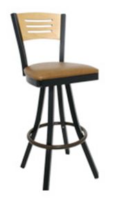 Vitro Wooden 3 Slotted Back Barstool w/ 1.25 in Pulled Swivel Seat