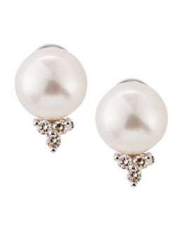Diamond Cluster South Sea Pearl Earrings