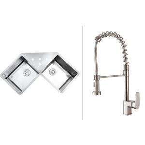 Ruvati RVC1562 Combo Stainless Steel Kitchen Sink and Stainless Steel Set