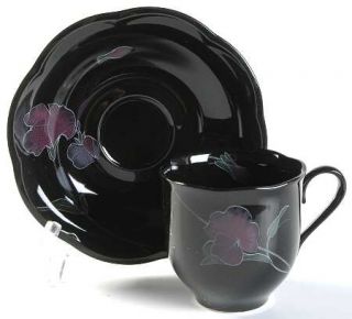 Mikasa Tango Flat Cup & Saucer Set, Fine China Dinnerware   Lavender Color Flora