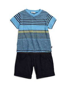 Splendid Toddlers & Little Boys Two Piece Striped Tee & Shorts Set   Light Blu