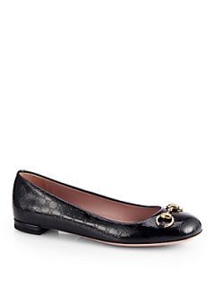 Gucci Jolene GG Patent Leather Ballet Flats   Black