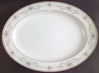Noritake Colburn 16 Oval Serving Platter, Fine China Dinnerware   Blue Border&R