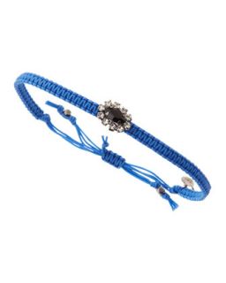 Silk Cord Crystal Detail Bracelet, Blue