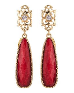 Long Rhinestone Bale Earrings, Ruby Red