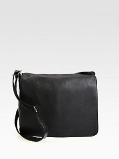 Longchamp Veau Foulonne Leather Messenger   Black