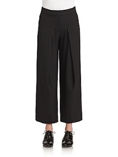Wool Cropped Trousers   Black