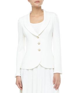 Shawl Collar 3 Button Knit Jacket, Bright White