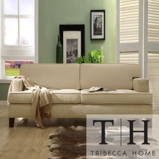 Tribecca Home Stewart Beige Track Arm Modern Sofa