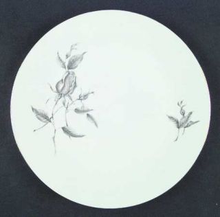 Carlsbad Andante Dinner Plate, Fine China Dinnerware   Silver Rose,Bud&Leaves In