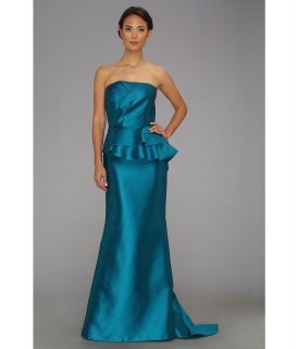Badgley Mischka No Belt Ruffle Gown Womens Dress (Blue)