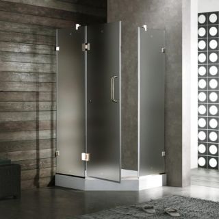 Vigo Industries VG6062CHMT40WRS Shower Enclosure, 40 x 40 Frameless NeoAngle 3/8 Right Door w/LowProfile Base Frosted/Chrome