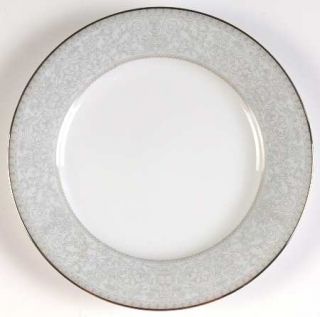Noritake Astor Bread & Butter Plate, Fine China Dinnerware   Gray Band, Platinum