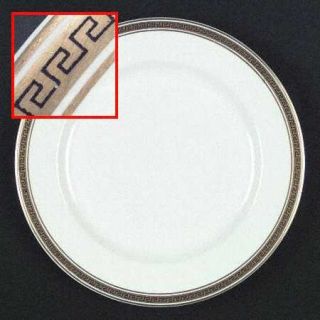 Syracuse Greek Key Dinner Plate, Fine China Dinnerware   Black Greek Key In  Gol