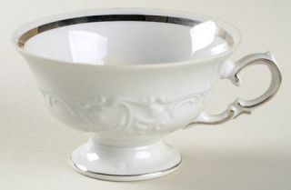 Walbrzych Platina Footed Cup, Fine China Dinnerware   Embossed Scroll Edge, Plat