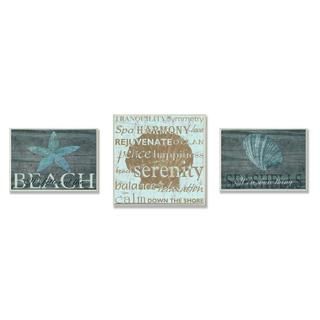 Marilu Windvand/ Carol Stevens Better Beach Serenity 3 piece Oversized Plaque Set (MediumFormat HorizontalSubject SeaSmall plaque dimensions 10 inches high x 15 inches wide x 0.5 inches deep Large plaque dimensions 17 inches high x 17 inches wide x 0.