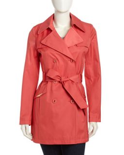 Double Breasted Belted Trenchcoat, Coral