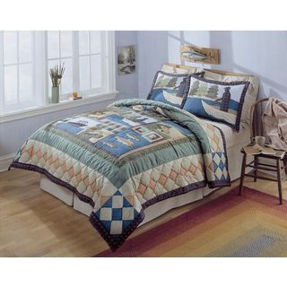 Hand crafted Swimming Upstream Cotton Quilt Set