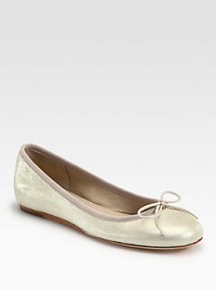 10022 SHOE  Loralei Metallic Leather Bow Ballet Flats   Champag