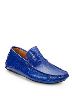 Croc Embossed Leather Penny Loafers