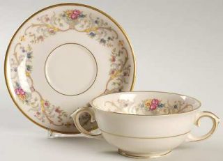 Lamberton Dorothea Footed Cream Soup Bowl & Saucer Set, Fine China Dinnerware  