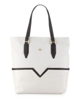Provence V Trim Tote Bag, White/Black