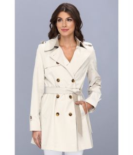 DKNY Belted Trench With Color Block Details Womens Coat (Bone)