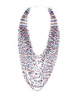 Multi Strand Beaded Necklace, Blue/Red