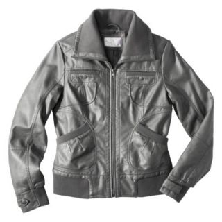 Xhilaration Juniors Faux Leather Jacket  Gray L