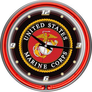 United States Marine Corps Chrome/ Neon Ring Clock