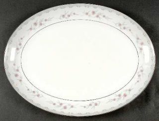 Mikasa Chelsea 16 Oval Serving Platter, Fine China Dinnerware   Flowers, Gray D