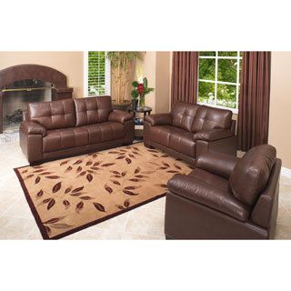 Abbyson Living Lexington 3 piece Premium Top grain Leather Sofa, Loveseat, Armchair Set