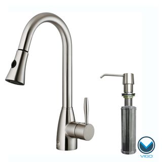 Contemporary Vigo Stainless steel Pull out Spray Kitchen Faucet With Soap Dispenser