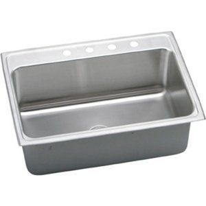 Elkay DLR3122103 Lustertone Top Mount 3 Hole Single Bowl Kitchen Sink, Stainless